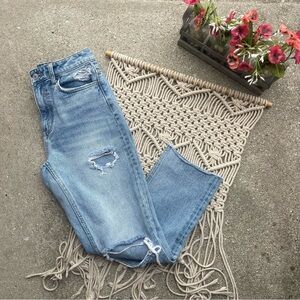 Vervet Blue High Rise Distressed Cropped Jeans Size 26